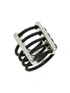 ALOR 18K WHITE GOLD, BLACK STAINLESS STEEL & DIAMOND RING,0400012767986