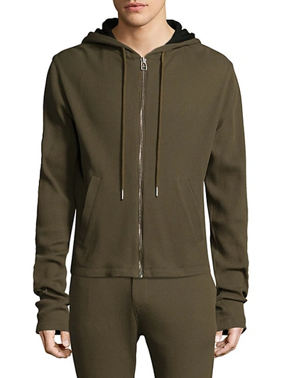 Helmut Lang Waffle-knit Cotton Zip-up Hoodie