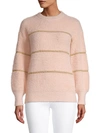 ALLISON NEW YORK METALLIC STRIPE SWEATER,0400011584528