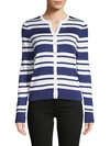 DOLCE & GABBANA STRIPED BUTTON-FRONT SILK CARDIGAN,0400011936525