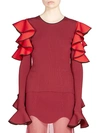 ALEXANDER MCQUEEN RUFFLE SHOULDER SWEATER,0400010654932