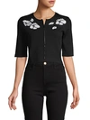 CAROLINA HERRERA EMBROIDERED CROPPED CARDIGAN,0400012141340