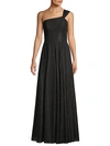 CARMEN MARC VALVO INFUSION SPARKLE CHIFFON ONE-SHOULDER GOWN,0400011409983