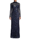 PARKER LEANDRA SEQUIN MOCKNECK GOWN,0400011669186