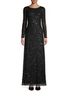ADRIANNA PAPELL SEQUIN LONG-SLEEVE GOWN,0400011702371
