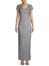 ADRIANNA PAPELL BEADED V-NECK GOWN,0400011926465