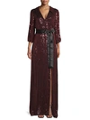 ALICE AND OLIVIA BAYLEY SEQUIN COLLARED WRAP GOWN,0400012013363