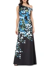 CARMEN MARC VALVO INFUSION ONE-SHOULDER FLORAL GOWN,0400011890760