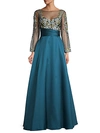 MARCHESA NOTTE EMBROIDERED FLORAL BALL GOWN,0400012340162