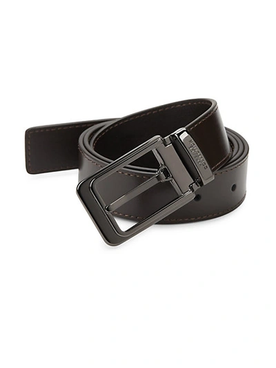 Versace Buckled Leather Belt In Black