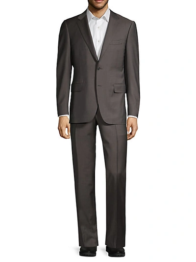 Canali Men's Standard-fit Textured Wool Suit In Charcoal
