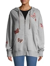 VALENTINO BUTTERFLY PATCH EMBROIDERY OVERSIZED HOODIE,0400012393575