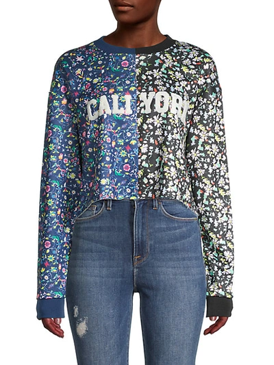 Cynthia Rowley Cali York Floral Cotton Cropped Sweatshirt