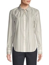 BECKEN SHIRRED SILK & WOOL PINSTRIPE SHIRT,0400011226867