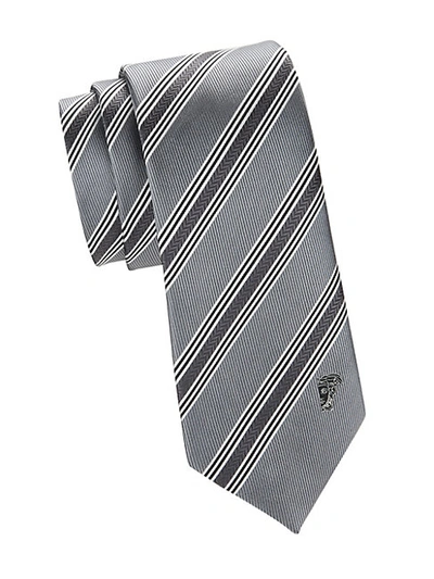 Versace Textured Diagonal Stripe Silk Tie
