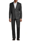 VERSACE MODERN-FIT CLASSIC TEXTURED WOOL SUIT,0400099386747