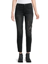 DRIFTWOOD JACKIE FLORAL EMBROIDERED RAW EDGE SKINNY JEANS,0400011502470