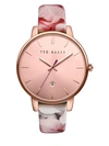 TED BAKER KATE ROUND FLORAL PRINT LEATHER STRAP ANALOG WATCH,0400093994148