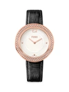 FENDI MY WAY ROSE GOLDTONE STAINLESS STEEL & DIAMOND LEATHER-STRAP WATCH,0400012601117