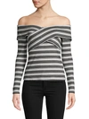 RED HAUTE STRIPED OFF-THE-SHOULDER TOP,0400011178542
