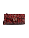 VALENTINO BY MARIO VALENTINO MABELLE ANIMALIER LEOPARD LEATHER CLUTCH SHOULDER BAG,0400011456541