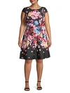 ADRIANNA PAPELL PLUS FLORAL-PRINT A-LINE DRESS,0400010717685