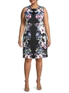 ABS BY ALLEN SCHWARTZ PLUS FLORAL-PRINT SHEATH DRESS,0400010959046