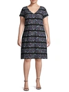 ADRIANNA PAPELL PLUS FLORAL STRIPE SHIFT DRESS,0400011094374