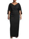 ADRIANNA PAPELL PLUS RUCHED CREPE GOWN,0400012358418