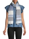 CALVIN KLEIN STRIPED FRINGE SCARF,0400011887566