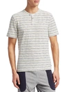 MADISON SUPPLY MULTICOLORED STRIPE SHORT-SLEEVE HENLEY,0400010581349