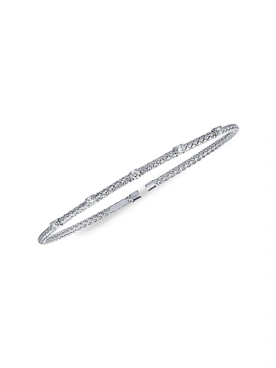 Saks Fifth Avenue Women's 14k White Gold & Diamond Station Rope Bangle Bracelet