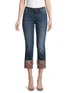 DRIFTWOOD COLETTE FLORAL EMBROIDERY STRAIGHT CROPPED JEANS,0400012337949