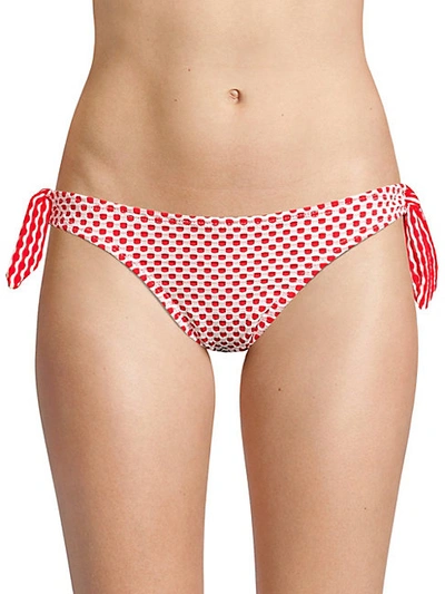 Shoshanna Bow Bikini Bottom In White Red