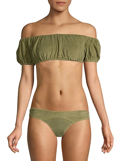Lisa Marie Fernandez Leandra Terry 2-piece Bikini Set In Green