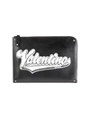 VALENTINO GARAVANI FUZZY LOGO PATCH LEATHER DOCUMENT CASE,0400012226479