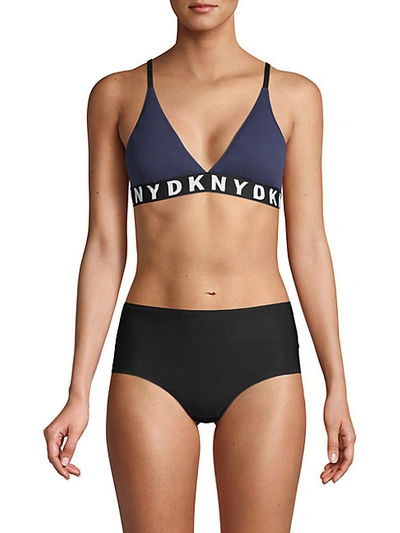 Dkny Logo Sports Bra In Navy