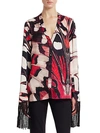 ALEXANDER MCQUEEN FRINGE CUFF SILK SHIRT,0400012214017