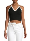 ALICE AND OLIVIA SARAN CROPPED HALTER TOP,0400012219276