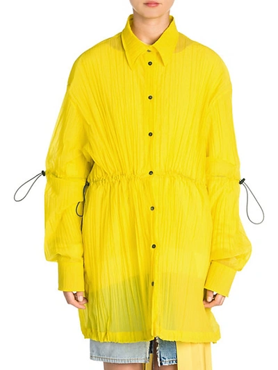 Ben Taverniti Unravel Project Nylon Drawstring Overshirt In Yellow