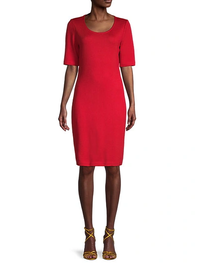 St John Wool-blend Elbow-sleeve Dress In Venetian Red