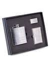 BEY-BERK 3-PIECE STAINLESS STEEL FLASK, CARD CASE & MONEY CLIP SET,0400010927781