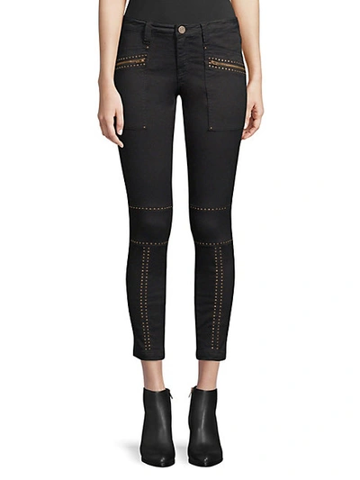 Joie Hazina Studded Skinny Ankle Pants In Caviar