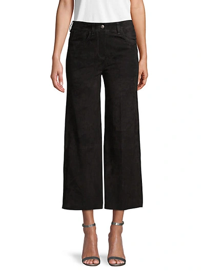 Red Valentino Cropped Flared Suede Trousers In Black