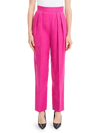 Theory High-waist Pleated Linen Trousers