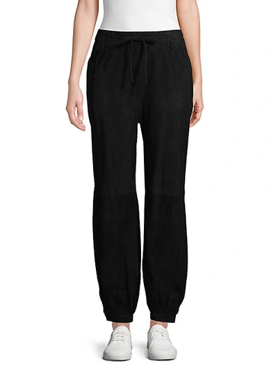 Valentino Drawstring Leather Pants In Nero