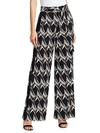 ST. JOHN ABSTRACT FLORAL TILE STRETCH SILK TROUSERS,0400012488433