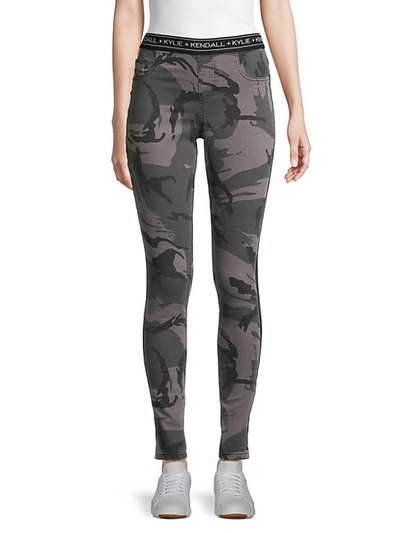 Kendall + Kylie Camouflage Denim Leggings In Metal