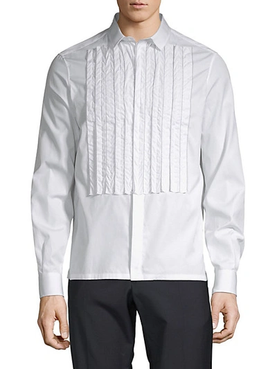 Valentino Pleated Cotton Button-down Shirt