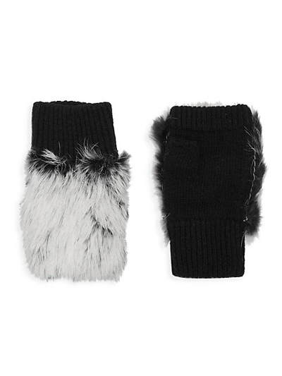 Adrienne Landau Dyed Rabbit Fur-trim Fingerless Gloves